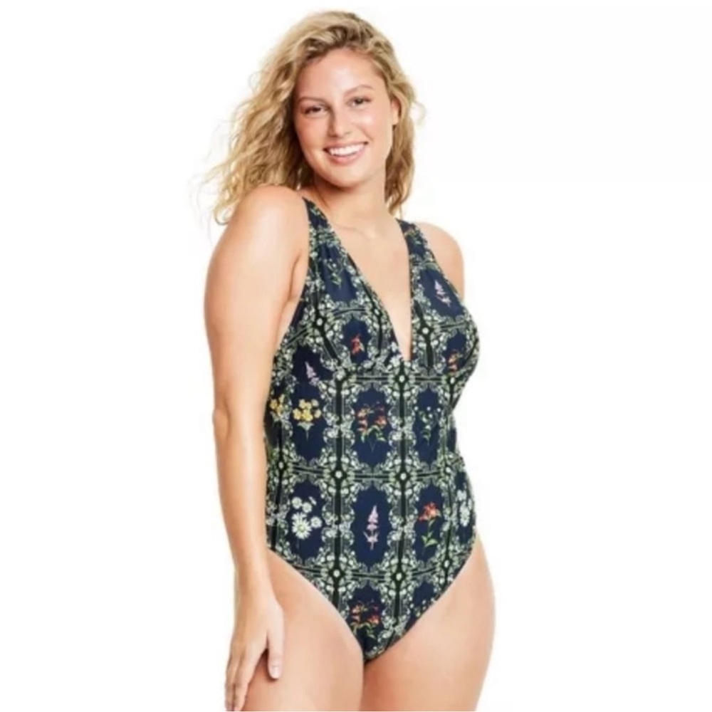 Agua Bendita X Target Dainty Floral Tile Print Cheeky One Piece Swimsuit NWT